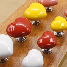 Love Heart Shaped Colorful Plastic Toilet Tank Button Aid Adhesive Plastic Handl