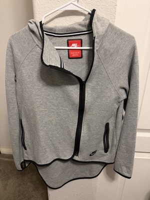Nike Tech Fleece Women's Gray/Black Full Zip Hooded Hoodie Pockets 