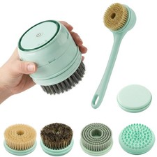 Electric Dry Brushing Body Brush for Lymphatic Drainage Natural Bristle 5-in-1