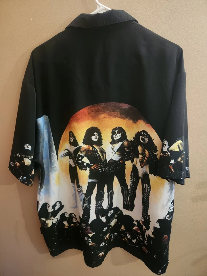 Vintage Dragonfly 2001 Kiss Band All Over Print Button Up Shirt Size XXL - Image 4 of 4