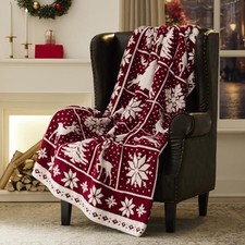 Super Soft Christmas Throw Blanket for Couch Bed Living 50"x60" Christmas Red