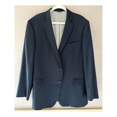 Brooks Brothers Explorer Regent Fit Navy Plaid Wool Blend Sport Coat Blazer 46R