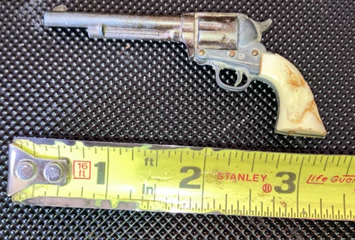 Vintage Marx Miniature Six Shooter Western Colt Revolver Metal Gun Toy