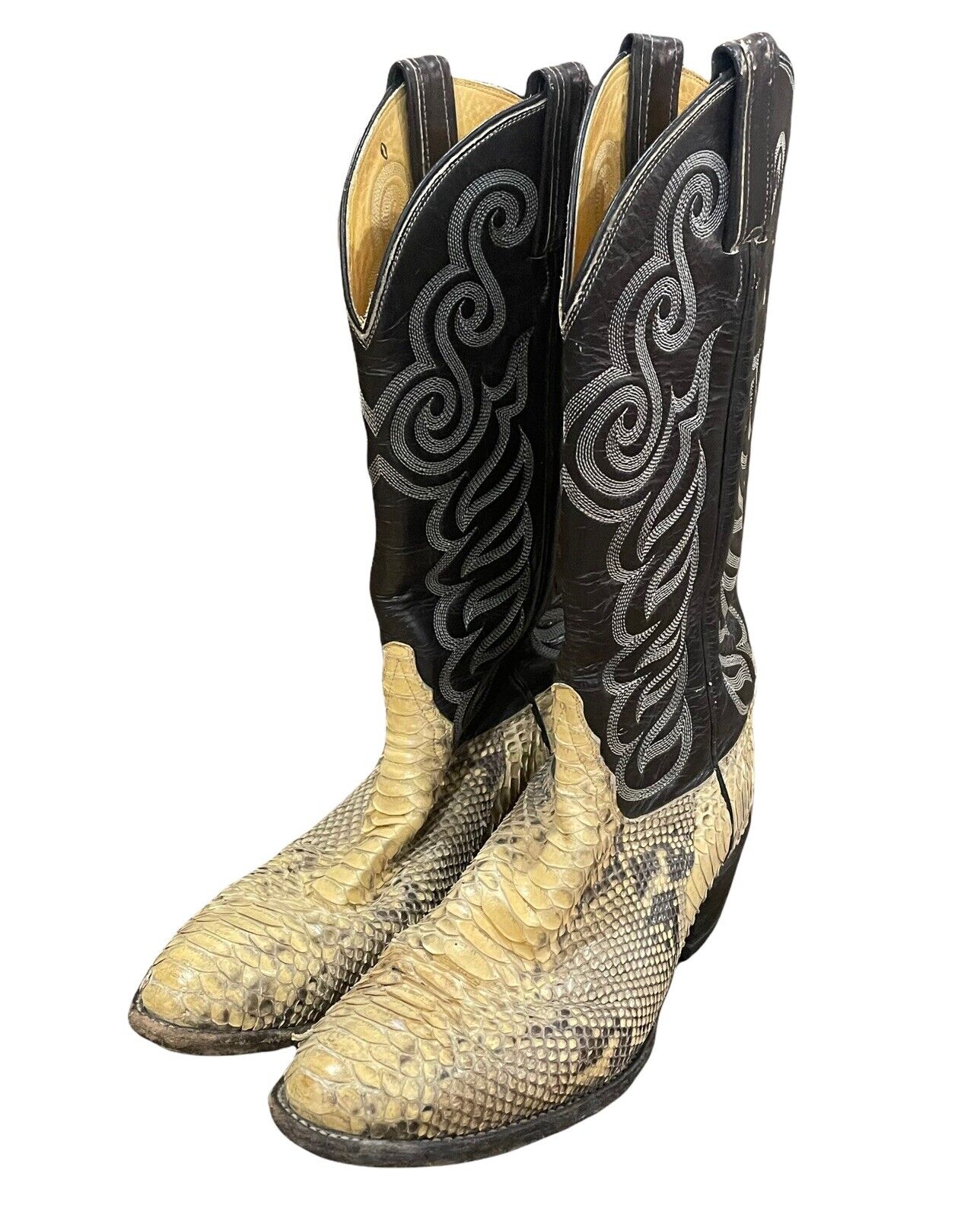 Vtg Tony Lama Exotic Snakeskin Cowboy Boots Mens Size 8D Style 8114  pre-owned