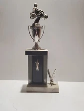 Vintage Go Kart Track Race Cart Speedway Trophy 1960s Marble Man Cave Garage Art