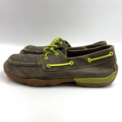 Twisted X Moccasin Leather Driving Lime Green Casual Shoes Men's Size M 