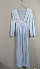 Vintage Blue Robe 1970s Embroidered