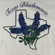 Vintage Single Stitch Texas Bluebonnets T Shirt XL Delta Pro Weight Made In USA