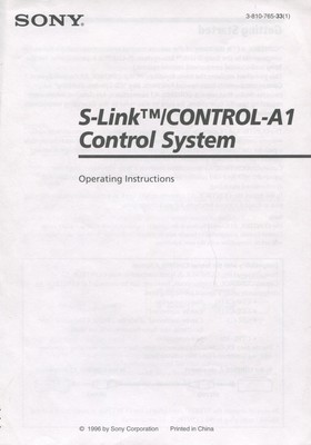 Sony S Link Control A 1 Original Operating Instructions Ebay