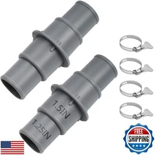 TidyMister Pool Hose Adapter Connector Coupling 1-1/4" or 1-1/2" Plastic Pool