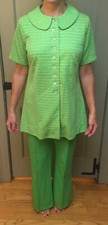 Vintage 1960s Green Women s Dutchmaid Outfit, Shirt, Size 36, Pants, 30.