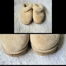  25 UGG Slippers Clugette Beige Suede Sheepskin Fur Lined Style: 5355