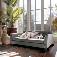 Elevated Dogs Sofa Bed Microfiber Leather Couch Rivet Accent Lounge Chaise Bed