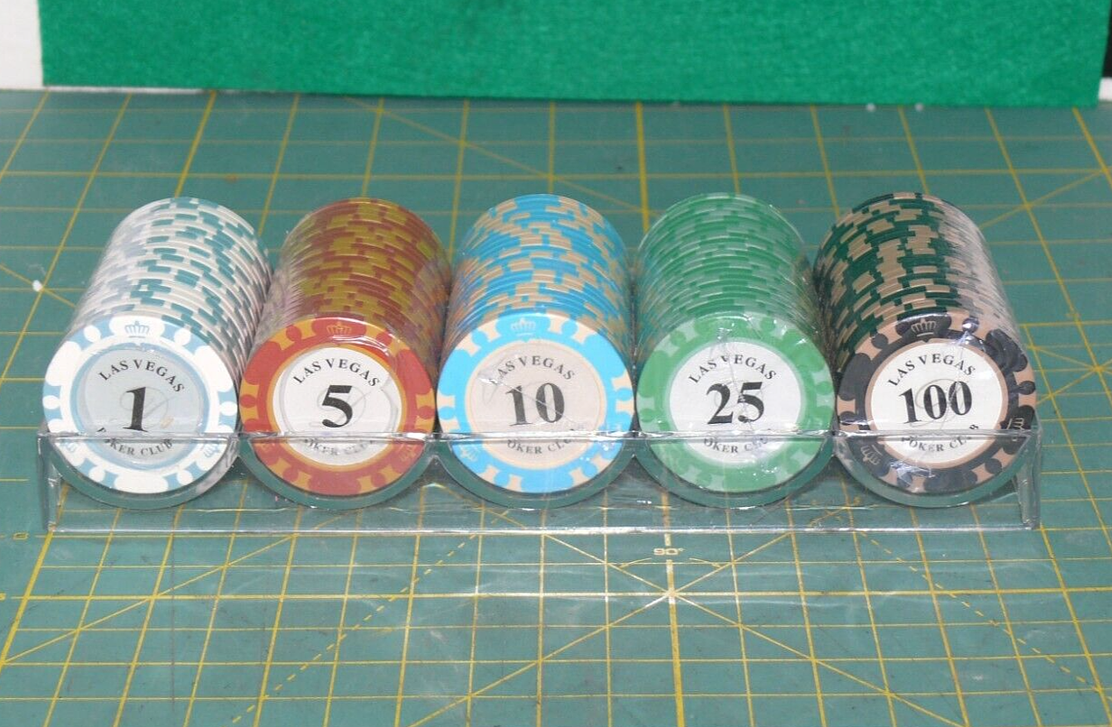 Las Vegas Poker Club Poker Chip Set 14g 100 Clay Composite Chips