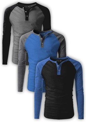 Download Men's Long-Sleeve Base Layer Henley T-Shirt/Casual Vintage ...