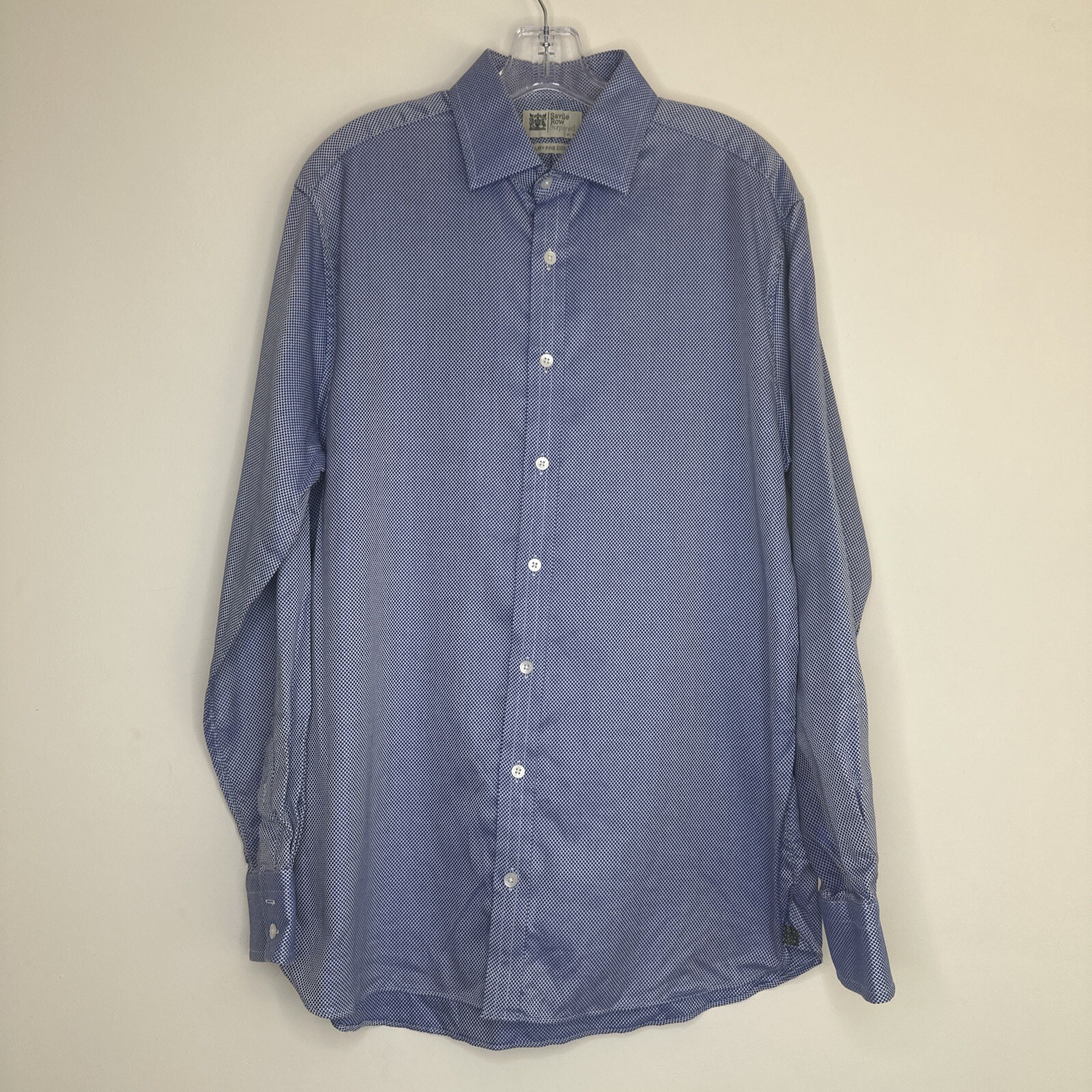 FILA Camicia uomo Marks & Spencer ispirata a Savile Row taglia 15 blu lusso cotone fine