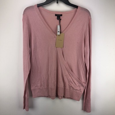 Halogen Womens Faux Wrap Pink V-Neck 