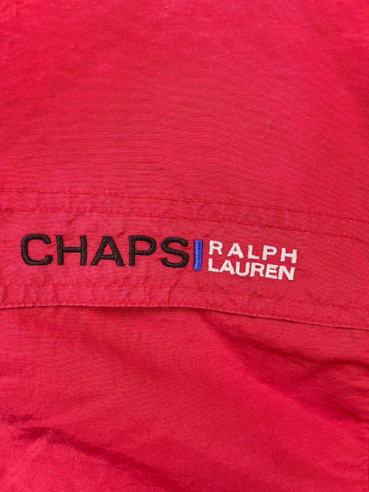 VTG Chaps Ralph Lauren Men's Hooded Pullover Windbreaker Jacket XL Red 1/4 Zip - Image 4 of 4
