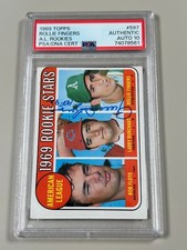Rollie Fingers Signed 1969 Topps Card #597 PSA 10 Auto HOF 92 RC Rookie A's 2