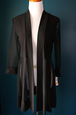 NWT R M Richards Black Sheer Mesh Glitter Open Formal Duster Whimsigoth Small