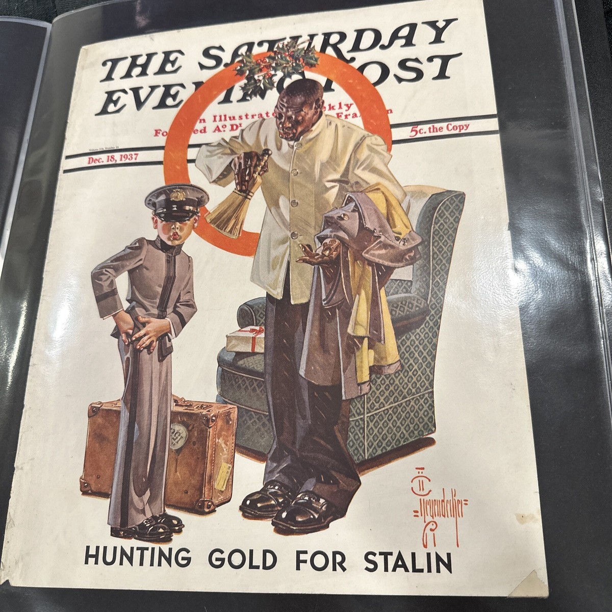 Original J C Leyendecker 1937 Saturday Evening Post Cover Black