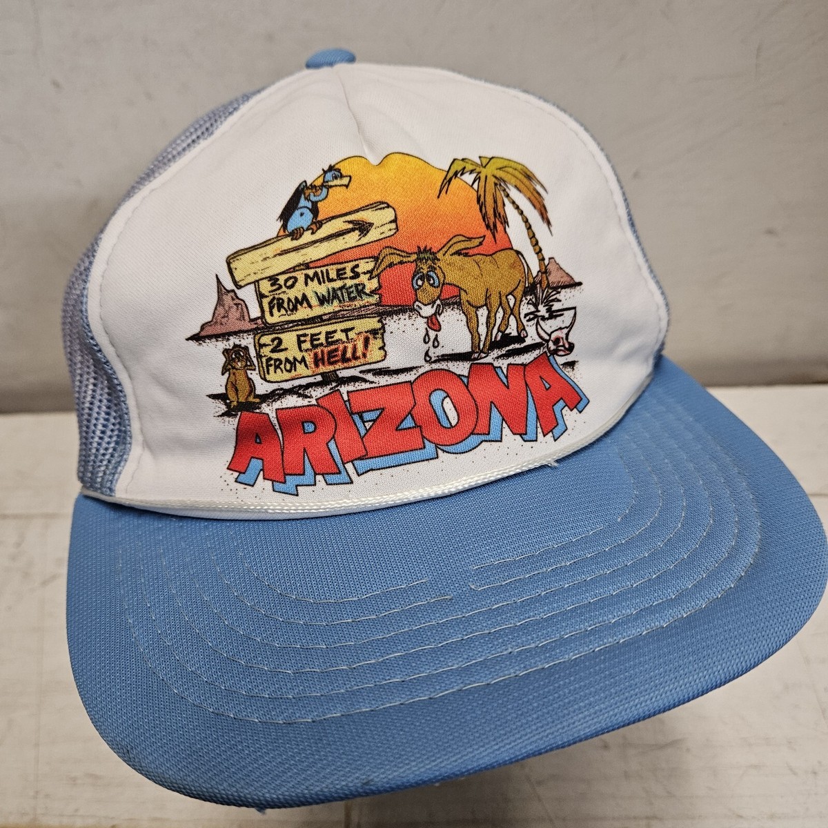 Vintage Arizona Mesh Snapback Trucker Hat 80s 90s Blue  display picture 2