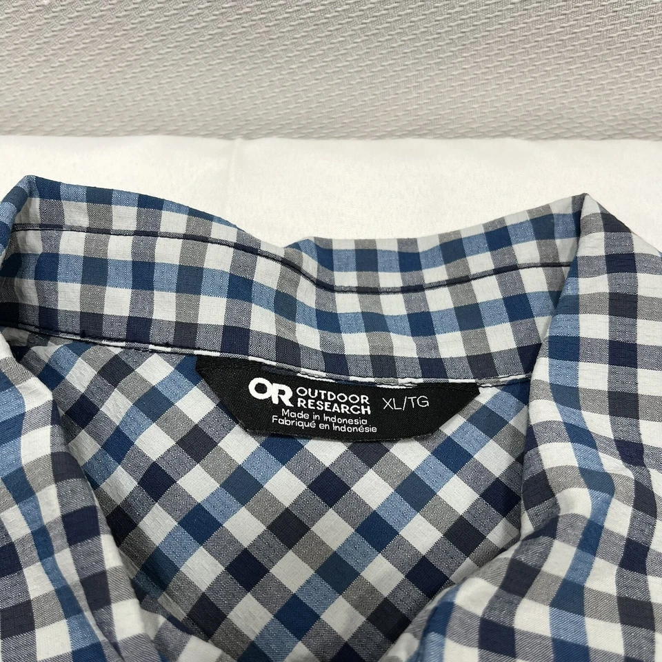 Camisa Outdoor Research Hombres XL Wanderer Manga Corta Cuadros Mezcla de Nylon Botón Foto 3 de 4