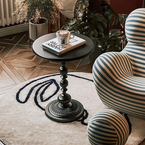 Metal Round Side Table Vintage End Table Small Accent Pedestal Table Nightstand - Picture 7 of 19