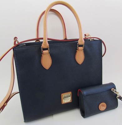 Dooney & Bourke JANINE Navy Blue Saffiano Crossbody Tote Bag & Wristlet