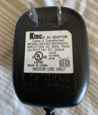 13V AC Adapter Ktec Power Supply Cord Charger