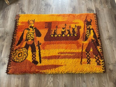 1970s Vintage Viking High Pile Rya Rug by Ege Rya Taepper Deluxe, Denmark