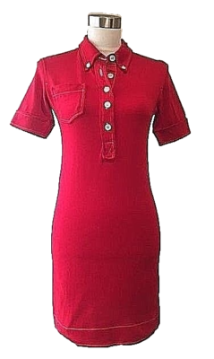 Isabel MARANT ETOILE red knit bodycon mini polo shirt dress 38 S M | eBay