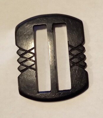 Vintage Black Bakelite Buckle, Carved, Art Deco, 1930s
