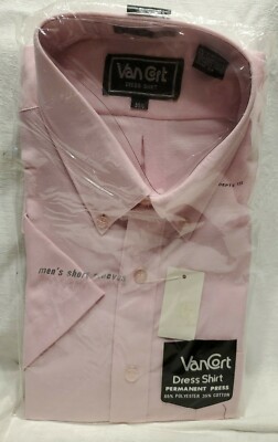 Van Cort Mens Short Sleeve Dress Shirt Pink Extra Large XL NEW NIP