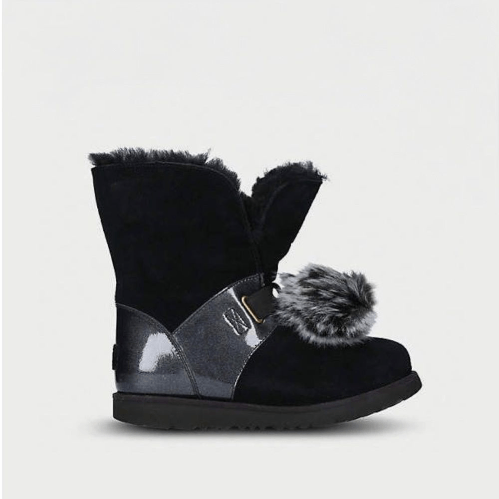 UGG Australia Isley Waterproof Boots Women’s Size 6 Black With Pompoms