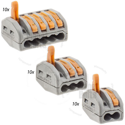 2 3 5 Pole Kit 3x Lever Lock Reusable Wire Connector Tab Clamp Terminal Block
