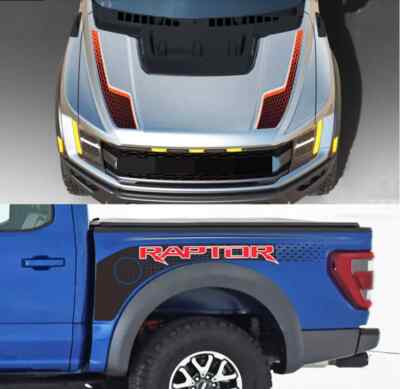 Car Hood Sticker Trunk Stripe For Ford Raptor 2022 2023 Bed Box Decal Full Set