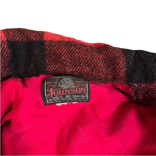 Vintage Johnson Woolen Mills Wool Jacket Hunting Red Plaid Mackinaw 36/38 - Picture 4 of 16