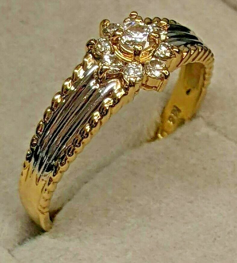 K18 Pt900 Diamond 0.30ct Combination Ring Size US 8.0 Japan 