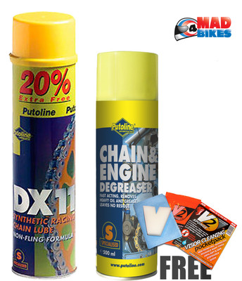 Putoline DX11 Motocross MX Motorbike Chain Lube 600ml & Chain Cleaner 500ml Pack