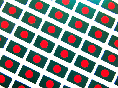 64 Stück kleine Mini 20x12 mm Bangladesch Bangladesch Flagge Aufkleber Klebeetiketten