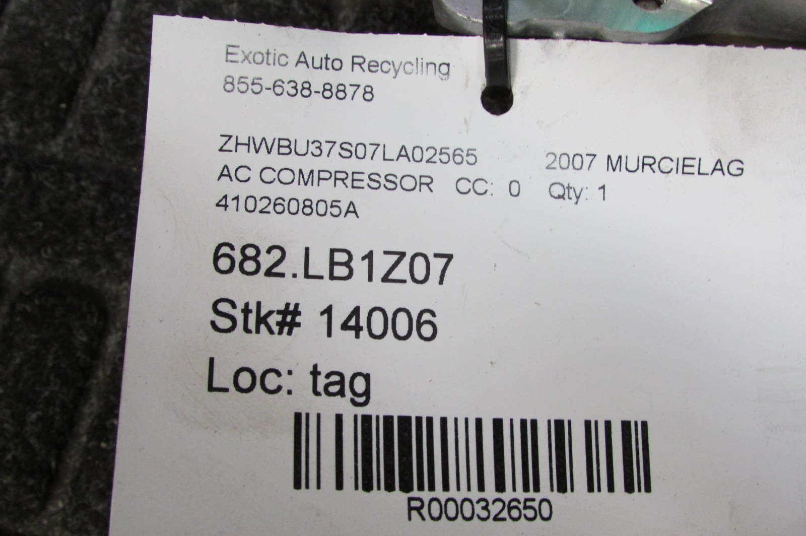 Lamborghini Murcielago, A/C Compressor, Used, P/N 410260805A
