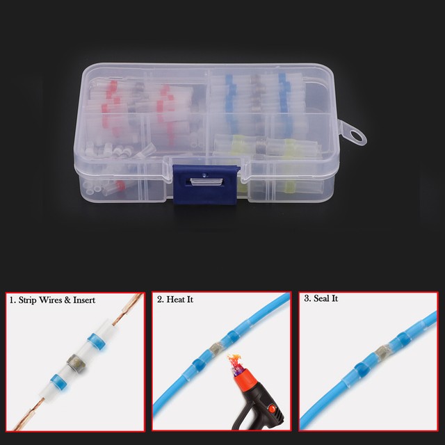 50PCS Assorted Solder Sleeve Heat Shrink Waterproof Wire Crimp