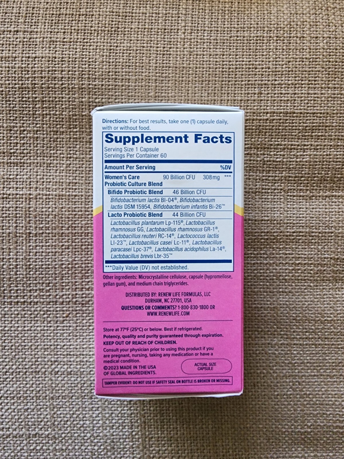 RenewLife Ultimate Flora Women's Care Probiotic 90 Billion 60 Caps