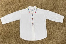 Vintage The Disney Store-Embroidered Minnie Mouse White Button Down Blouses-24 M