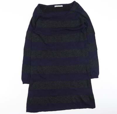 Marks and Spencer Damen Blau Rundhals Viskosemischung Pullover Größe 12