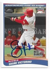 SHANE VICTORINO Autographed Signed 2005 Scranton card #31 Philadelphia Phillies