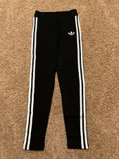 XS or S New Womens Adidas Originals 3 Stripe Leggings Black White Logo G75944