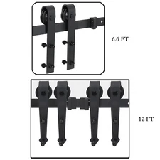 6.6FT/12FT Sliding Barn Door Hardware Kit Smoothly Single/Double Door Track 