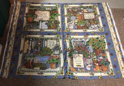 Susan Winget Fabric Vintage 1994 Flowers New - 4 Panels